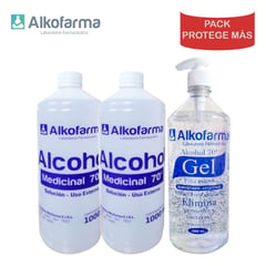 ALKOFARMA - Alcohol líquido 70° + Alcohol en gel 70° ALKOFARMA. Pack PROTEGE MÁS