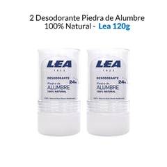 GENERICO - 2 Desodoarnte Piedra de Alumbre 100 Natural - Lea 120g