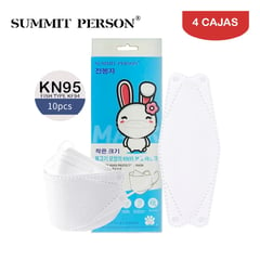 SUMMIT PERSON - Mascarilla KN95 Fish NIÑOS NIÑAS blanco caja10und Pack 4cajas