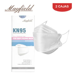 MAYFIELD - Mascarilla KN95 Fish Shape 3D blanco caja*20und MAYFIELD. Pack 2 cajas