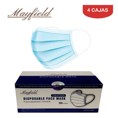 MAYFIELD - Mascarilla quirúrgica 3 capas celeste caja*50und MAYFIELD.Pack 4 cajas