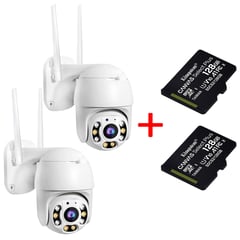 BUYPAL - Pack de 2 Camaras IP y 2 Memorias de 128GB Visión Nocturna