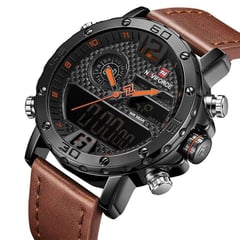 NAVIFORCE - Reloj hombre con cronógrafo analógico digital correa cuero