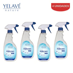 YELI - Desinfectante Amonio Cuaternario 500 ml YELAVE. Pack 4 unids