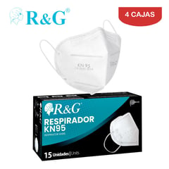 Respirador KN95 5 capas blanco caja*15und . Pack 4 cajas