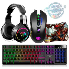 Kit Gamer 4 en 1: Aud. Xtreme +Teclado Sem Neón +Mouse Elektron +Pad