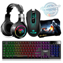 Kit Gamer 4 en 1: Aud Xtreme +Teclado Sem Neón +Mouse Elektron +Pad