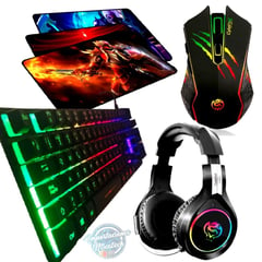 Kit Gamer 4 en 1: Aud Xtreme +Teclado Semi Neón +Mouse Sniper + Pad