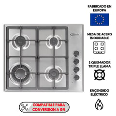 KLIMATIC - COCINA EMPOTRABLE A GAS 4 HORNILLAS CEKT600-PRO MARCA