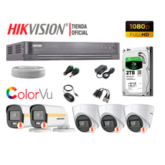 HIKVISION - KIT 5 CÁMARAS SEGURIDAD COLORVU VISION COLOR FULL HD 2TB