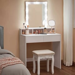 MUEBLES CRISOSTOMO - Tocador de Maquillaje con Luces Blanco 80cm