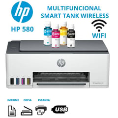 HP - Impresora Multifuncional Smart Tank 580 Inalambrica Wifi