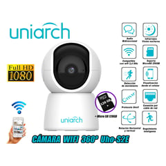 UNIARCH - Cámara Seguridad Wifi Mini PT 1080P 360° Uho-S2E SD 128GB