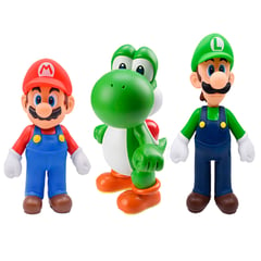 FULL FIGURE - Pack 3 Figuras Yoshi, Mario y Luigi 10cm - 12cm Calidad PVC