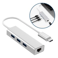 BUYPAL - Adaptador Hub Tipo C 3 Puertos USB 3.0 + Ethernet