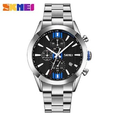 SKMEI - Reloj 9302 Plateado con Negro para Hombre, Resistente al Agua