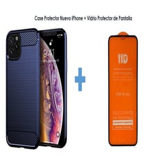 GENERICO - Funda Case Fibra De Carbono + Vidrio para iPhone 12 Mini