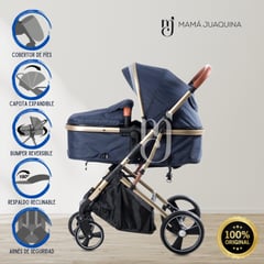 EBABY - Coche Cuna Moisés de Lujo «SATURNO» Blue