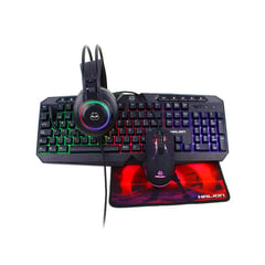 HALION - Kit gamer 4 en 1 Teclado Rainbow + Mouse Gamer 7B + Audífono + Pad