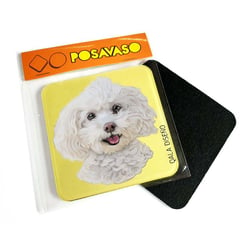 QALA DISEÑO - Posavaso de Acrílico - - Perro Bichón Frisé - Coaster 95x95