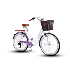 JAFI - Bicicleta de paseo Lavender 26 Blanco Lila