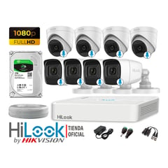 HILOOK - KIT 8 CÁMARAS SEGURIDAD AUDIO INCORPORADO FULL HD 1080P + DISCO 1TB