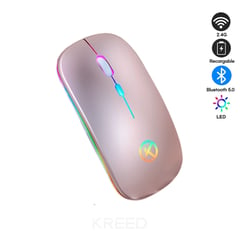 KREED - Mouse Inalámbrico Recargable Bluetooth RGB - ROSA