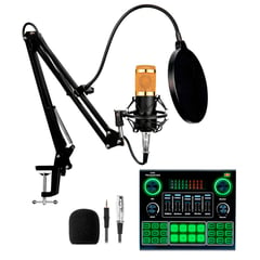 KREED - Kit Micrófono BM 800 profesional y Tarjeta de Sonido V9