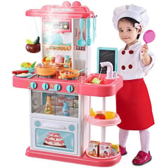 GENERICO - Cocina Home Kitchen Rosado con Sonido 43 piezas