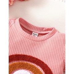 GENERICO - Bebé Shorts con camiseta con estampado de arcoíris tejida waffle