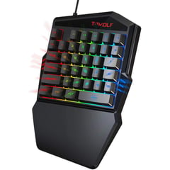 TWOLF - Teclado Gamer Semi Mecánico Gamer RGB una Mano NO REDRAGON