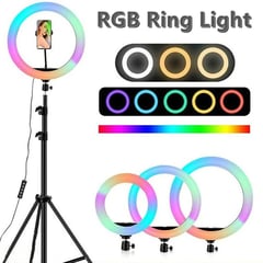 SEISA - Aro luz led 30 cm rgb colores + trípode 2.10 metros kit
