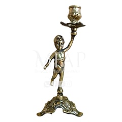 MFAP BRONCERIA Y ANTIGUEDADES - Candelabro querubín de una vela en bronce