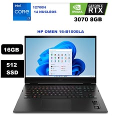Laptop Gamer Omen Intel Core i7 12° Gen 14 núcleos - 16GB 512GB SSD 16" RTX-3070 16-b1000la