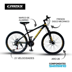 CROSSBIKE - Bicicleta GT Aro 26 Negra