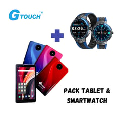 GTOUCH - Pack Tablet SPEED 2021, 7" Color Azul & Smartwatch IP68 Color Azul