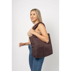 KUNCA - BOLSO PUFFER MARRON MUJER