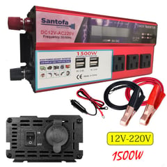 SANTOFA ELECTRONICS - Inversor de Corriente 12v a 220v 1500w pantalla LCD 4 USB 3 Sockets