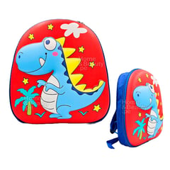 GENERICO - MOCHILA KIDS KAWAI 3D MODELO DINOSAURO COLOR AZUL Y ROJO