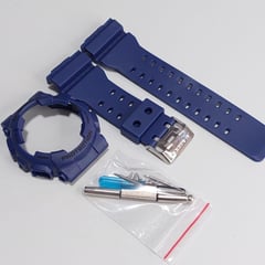 GENERICO - Correa Repuesto + Bisel para CASIO G-SHOCK GA100 / 110 / 120 - AZUL