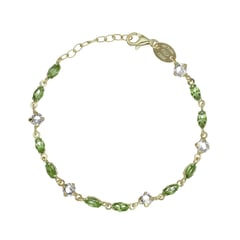 VICTORIA CRUZ - Pulsera de plata con cristales Verdes bañado en oro