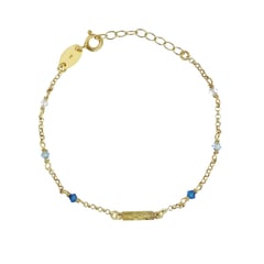 VICTORIA CRUZ - Pulsera de plata con cristales azul bañada en oro