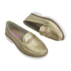 CORELLI - Zapato Mocasin Plataforma Mujer Chiara Cuero Platino