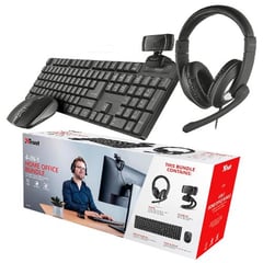 FULLTRUST - Combo Trust Teclado + Mouse + Audifono + Camara Web 4 en 1 Home Office