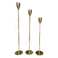 MFAP BRONCERIA Y ANTIGUEDADES - Juego de tres candelabros minimalista en bronce