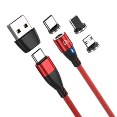 GREENPORT - Cable Cargador Magnético 60w 6 En 1 / 2 Metros 360-Rojo