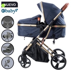 EBABY - Coche Cuna Moisés de Lujo «SATURNO» Azul