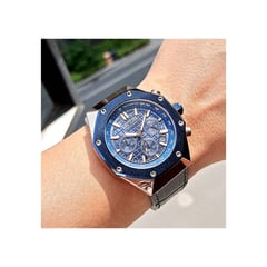 MEGIR - Reloj análogo de pulsera de cuarzo color azul