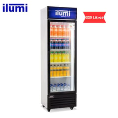 ILUMI - Exhibidor Vertical 320 Lts 1 Puertas Vidrio Blanco - BC-3200