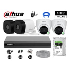 DAHUA - CÁMARAS SEGURIDAD KIT 4 FULL HD 02 CAMARA CON AUDIO INCORPORADO 1TB